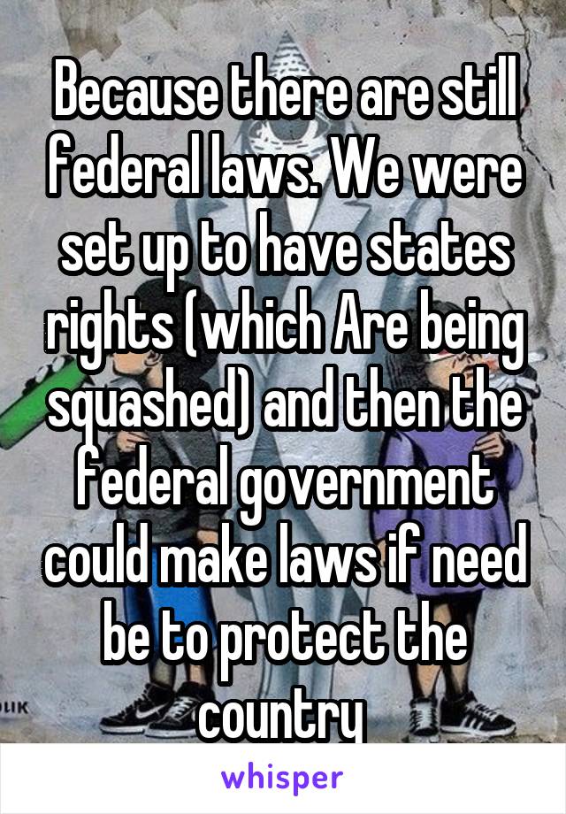 Because there are still federal laws. We were set up to have states rights (which Are being squashed) and then the federal government could make laws if need be to protect the country 