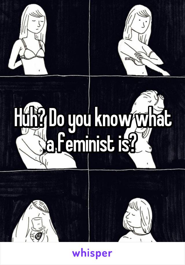 Huh? Do you know what a feminist is? 