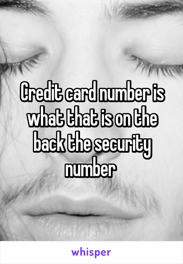 Credit card number is what that is on the back the security number 