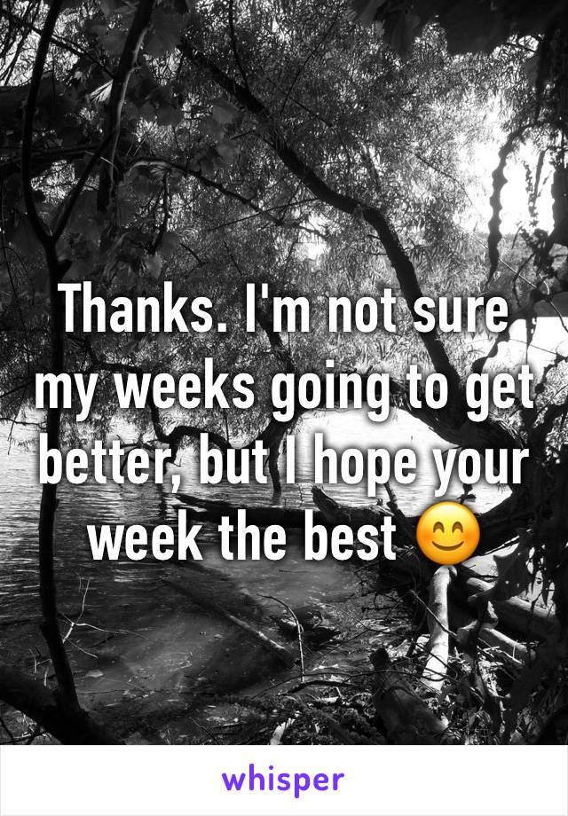 Thanks. I'm not sure my weeks going to get better, but I hope your week the best 😊