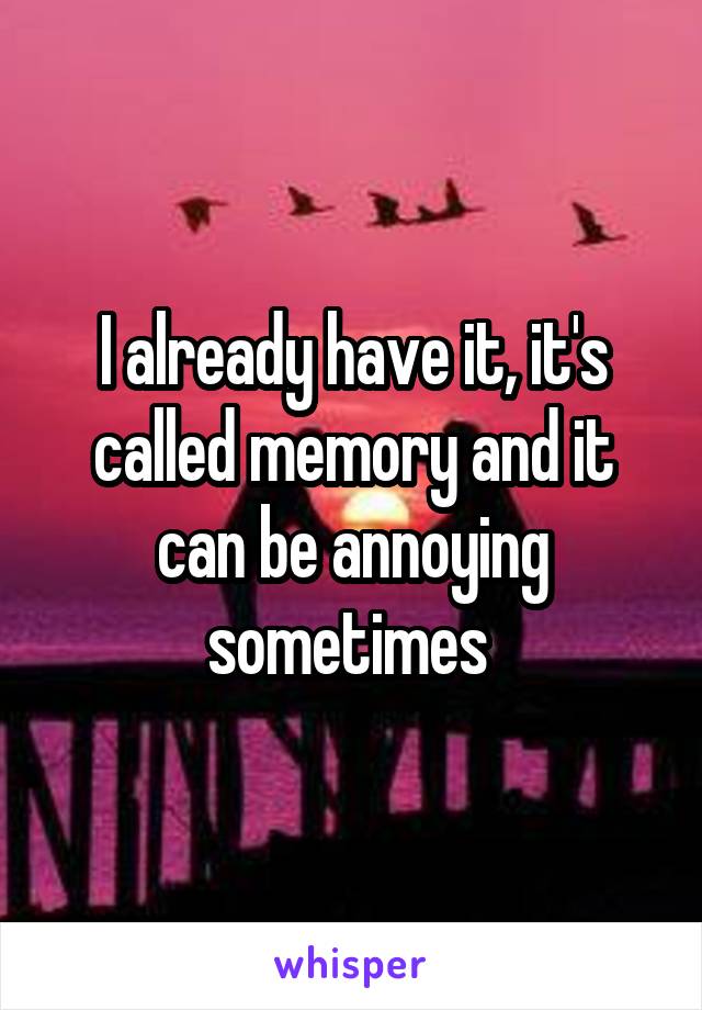 I already have it, it's called memory and it can be annoying sometimes 