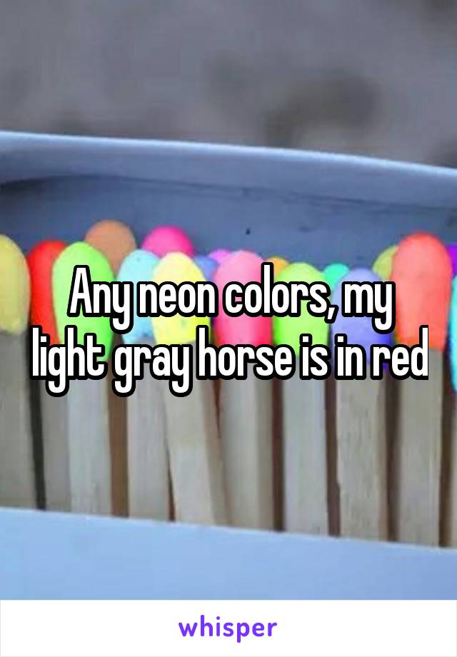 Any neon colors, my light gray horse is in red