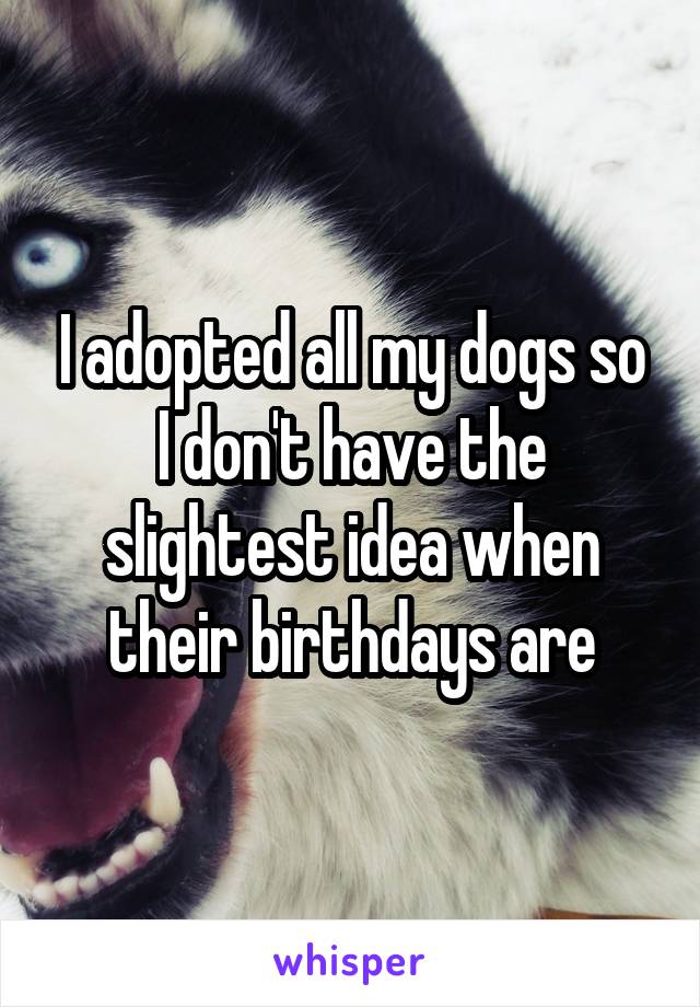 I adopted all my dogs so I don't have the slightest idea when their birthdays are