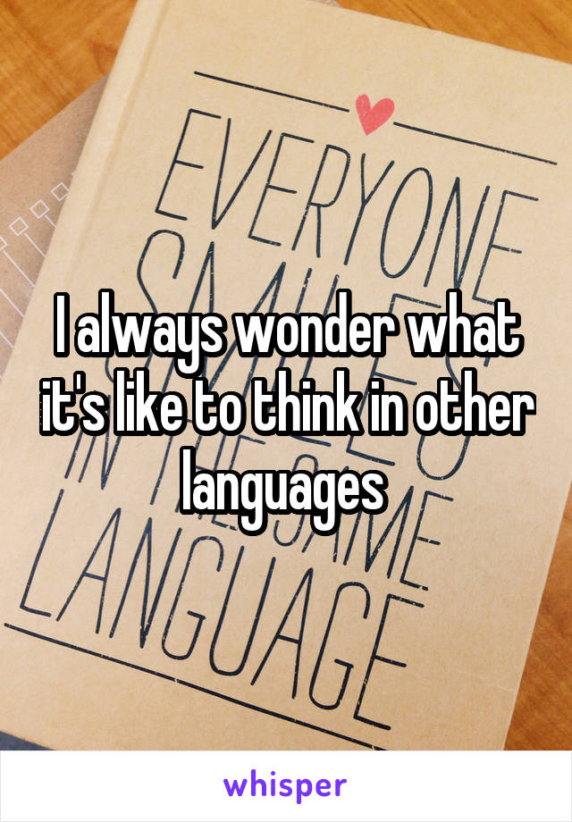 I always wonder what it's like to think in other languages 