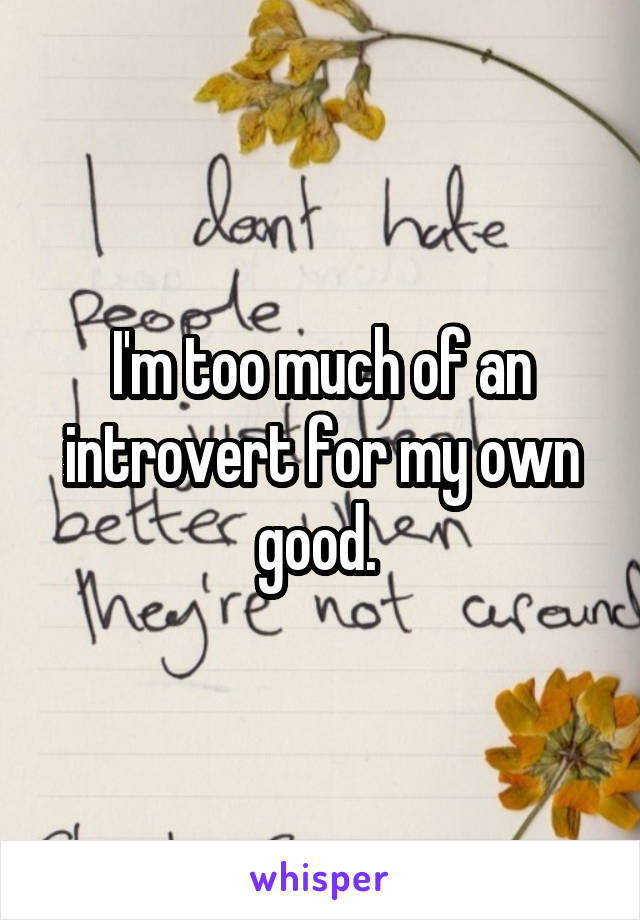 I'm too much of an introvert for my own good. 