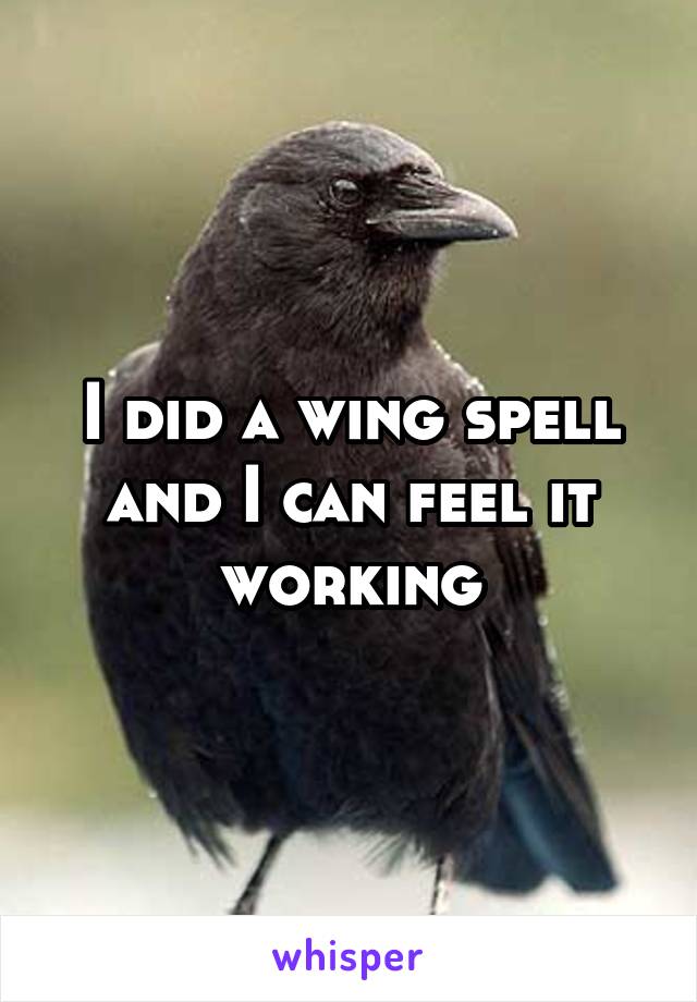 I did a wing spell and I can feel it working