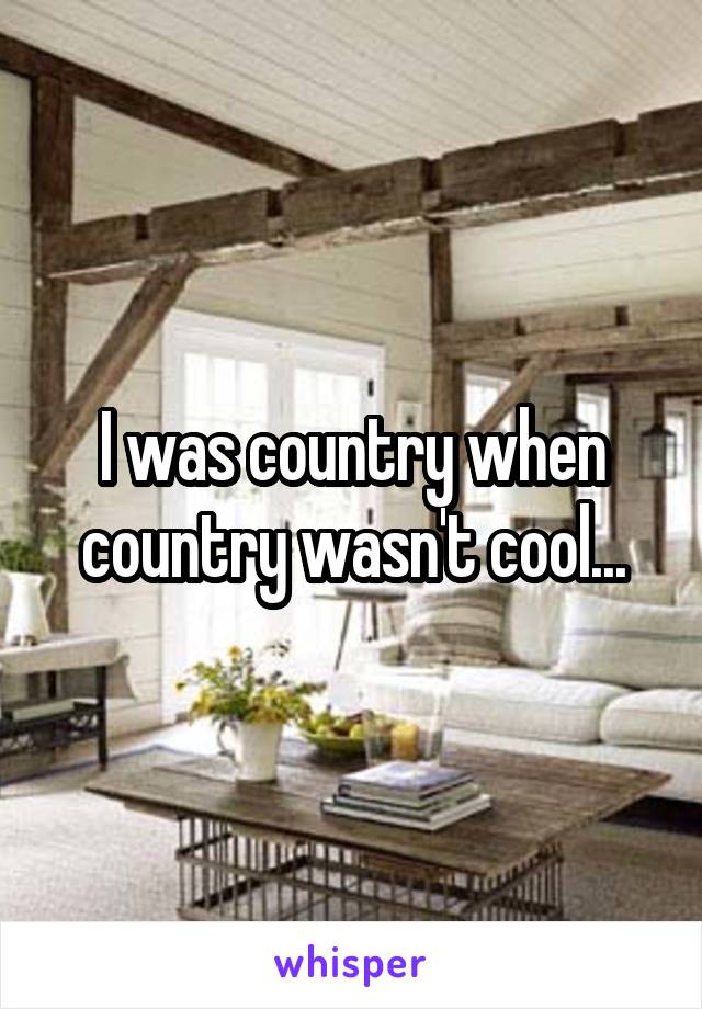 I was country when country wasn't cool...