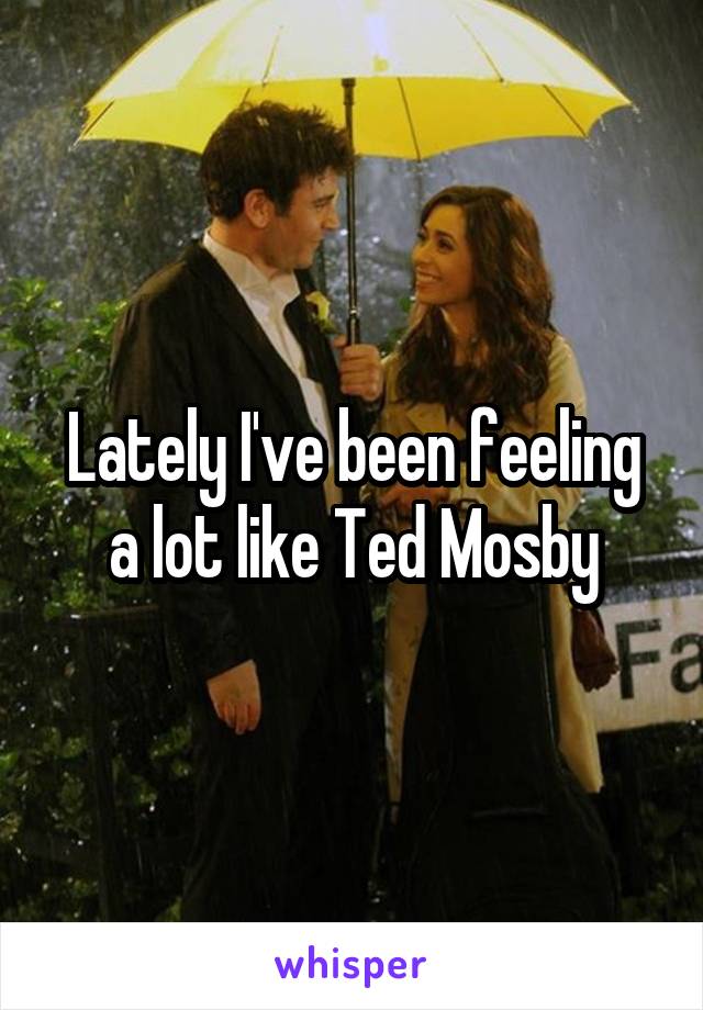 Lately I've been feeling a lot like Ted Mosby
