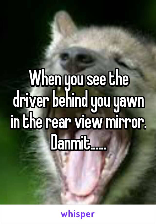 When you see the driver behind you yawn in the rear view mirror. Danmit......