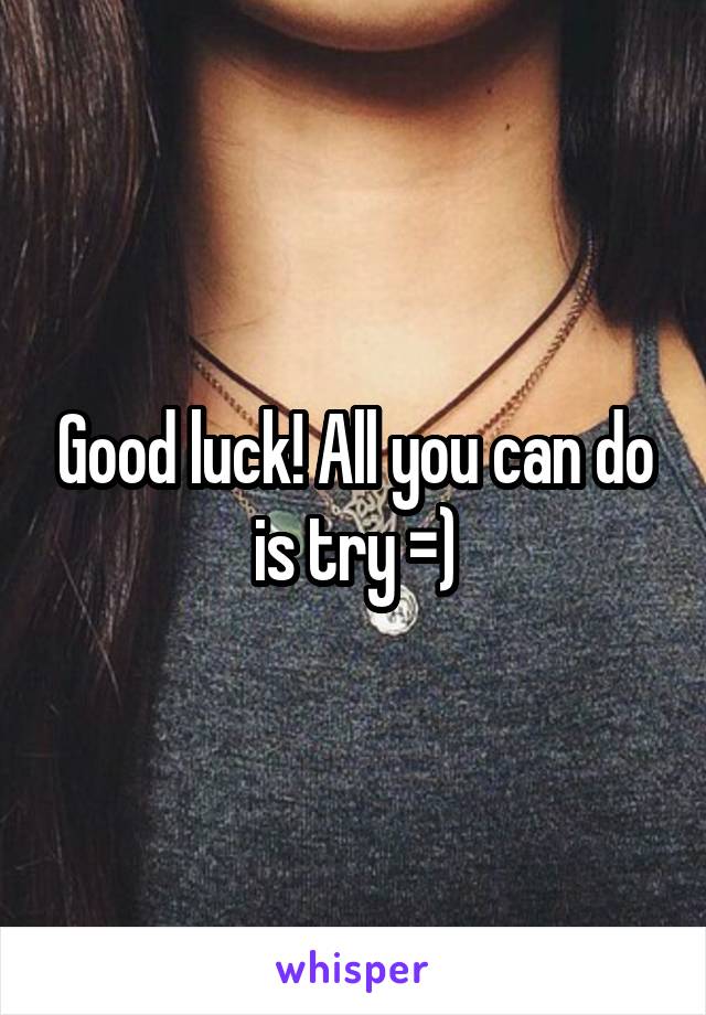 Good luck! All you can do is try =)