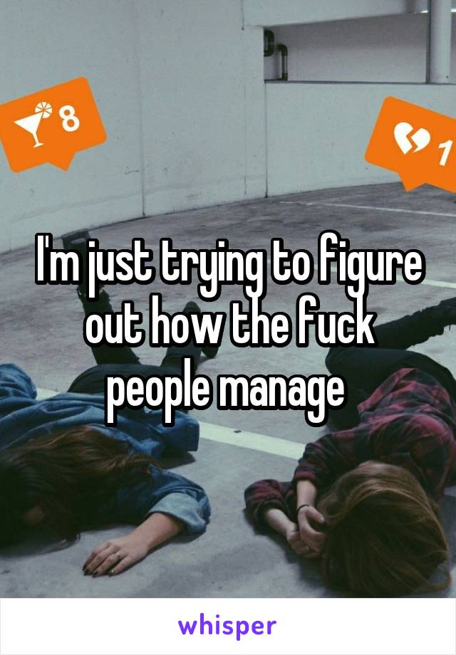 I'm just trying to figure out how the fuck people manage 