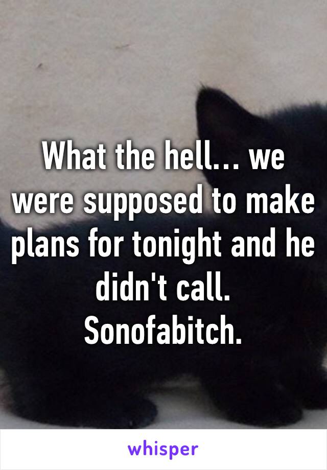 What the hell… we were supposed to make plans for tonight and he didn't call. 
Sonofabitch. 