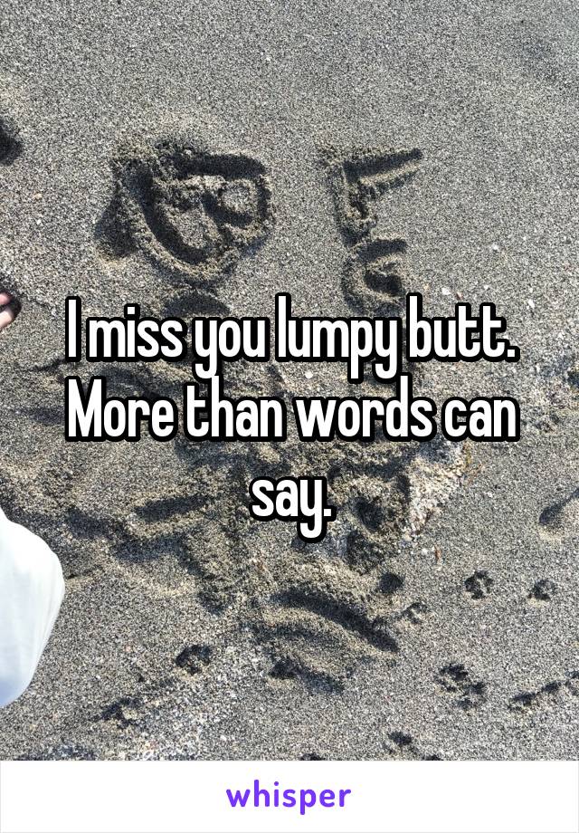 I miss you lumpy butt. More than words can say.