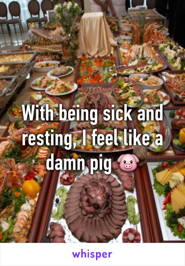 With being sick and resting, I feel like a damn pig 🐷 