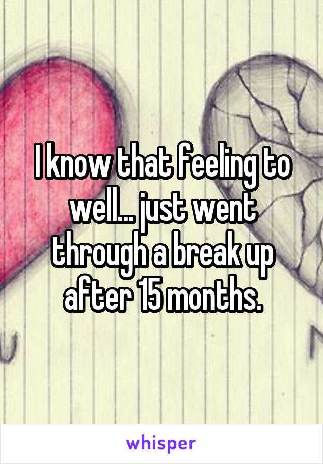 I know that feeling to well... just went through a break up after 15 months.