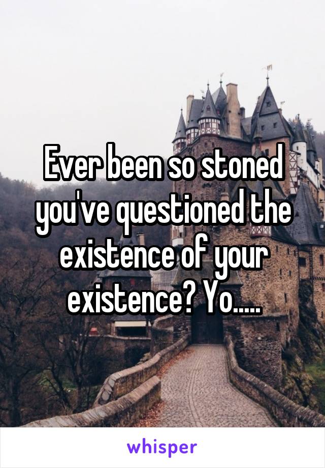Ever been so stoned you've questioned the existence of your existence? Yo.....