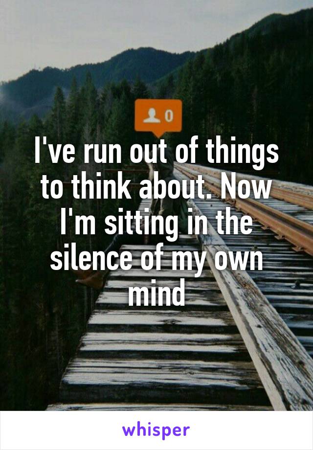 I've run out of things to think about. Now I'm sitting in the silence of my own mind