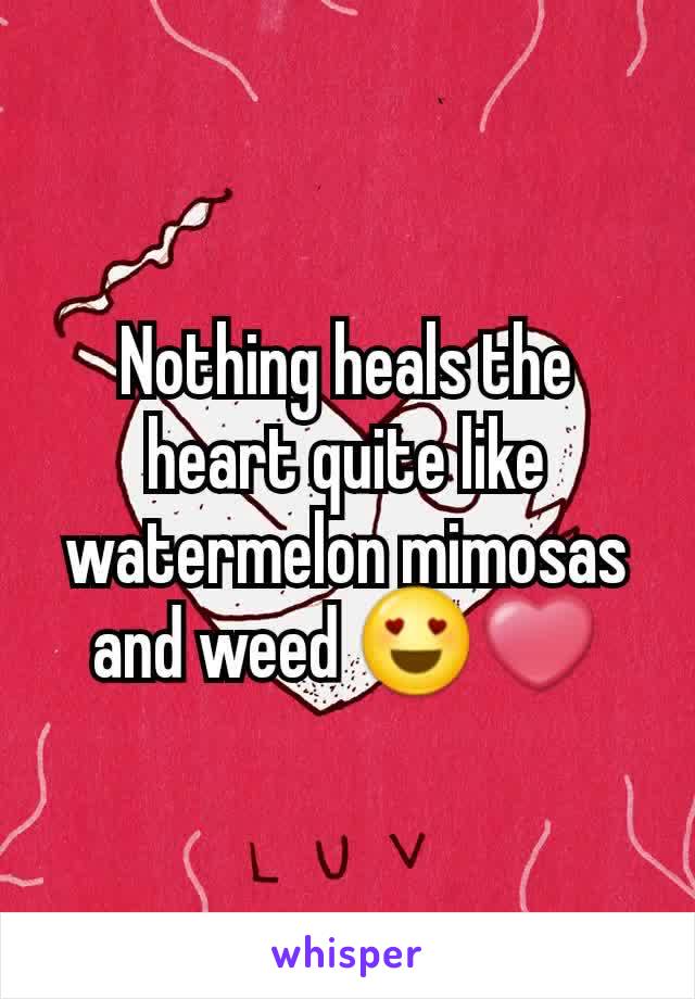 Nothing heals the heart quite like watermelon mimosas and weed 😍❤