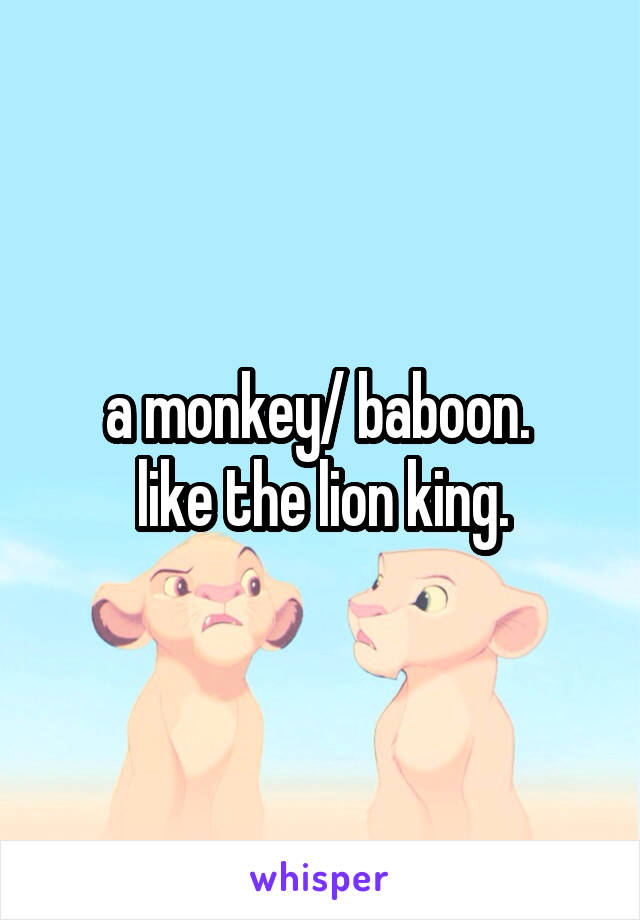 a monkey/ baboon. 
like the lion king.
