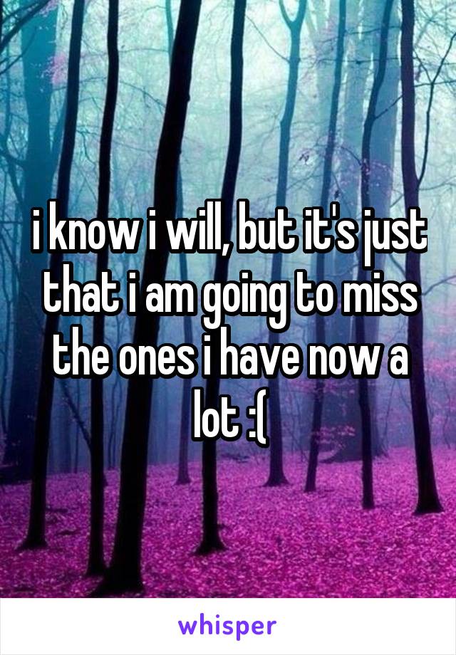 i know i will, but it's just that i am going to miss the ones i have now a lot :(