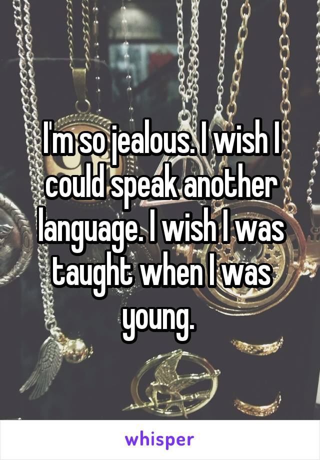 I'm so jealous. I wish I could speak another language. I wish I was taught when I was young. 