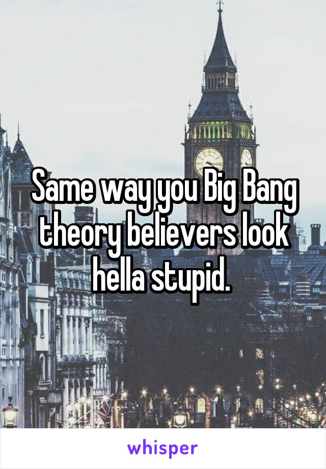 Same way you Big Bang theory believers look hella stupid. 