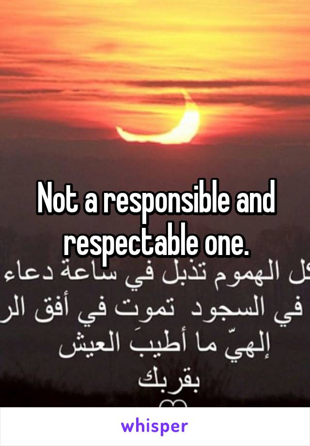 Not a responsible and respectable one.