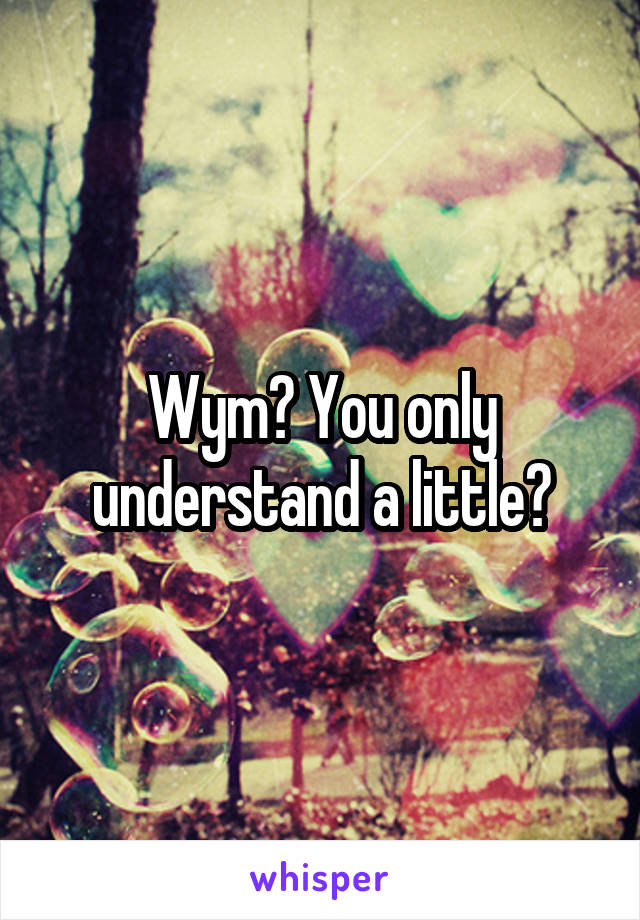 Wym? You only understand a little?