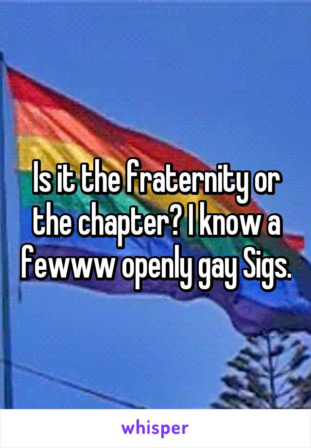 Is it the fraternity or the chapter? I know a fewww openly gay Sigs.
