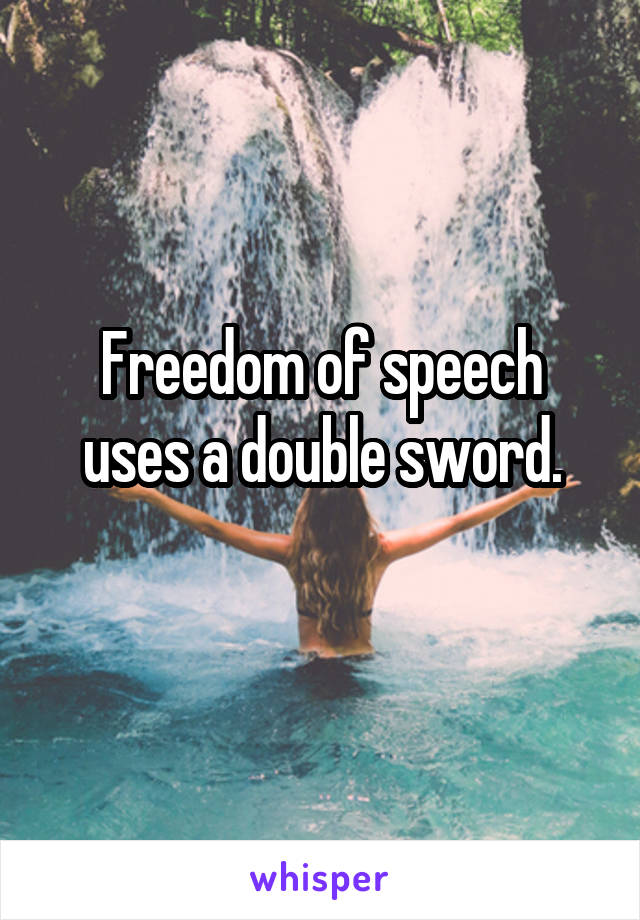 Freedom of speech uses a double sword.
