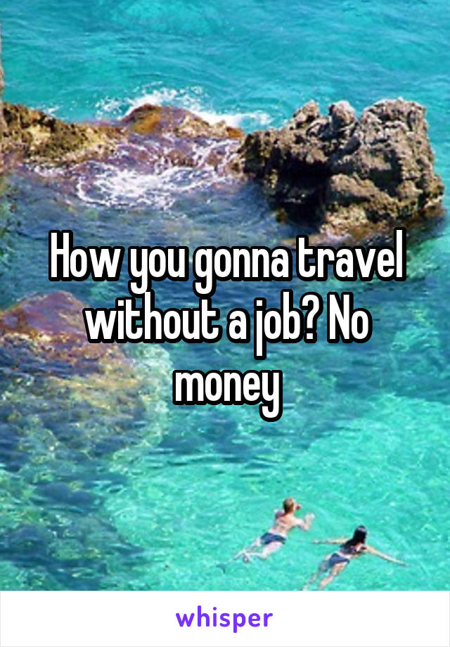 How you gonna travel without a job? No money