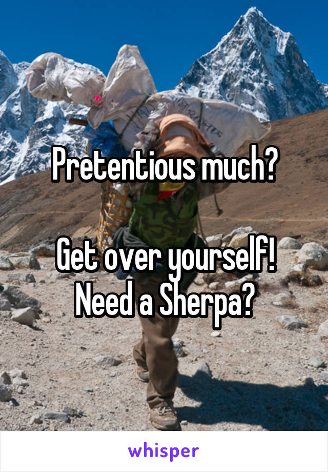 Pretentious much?

Get over yourself!
Need a Sherpa?