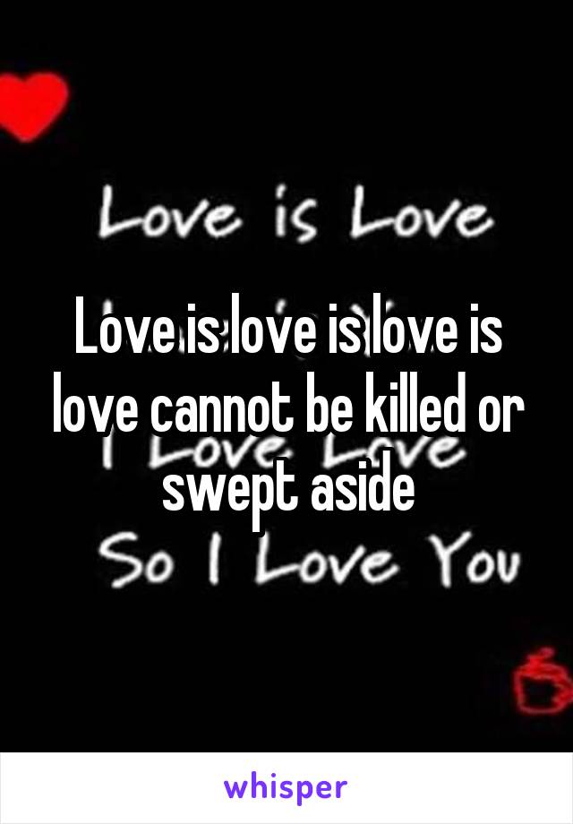 Love is love is love is love cannot be killed or swept aside