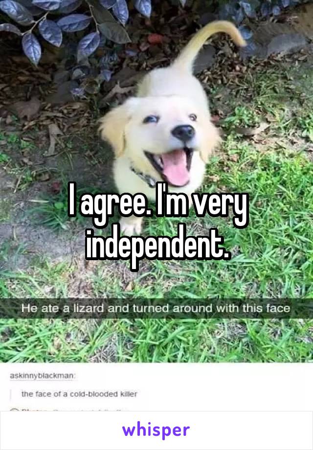 I agree. I'm very independent.