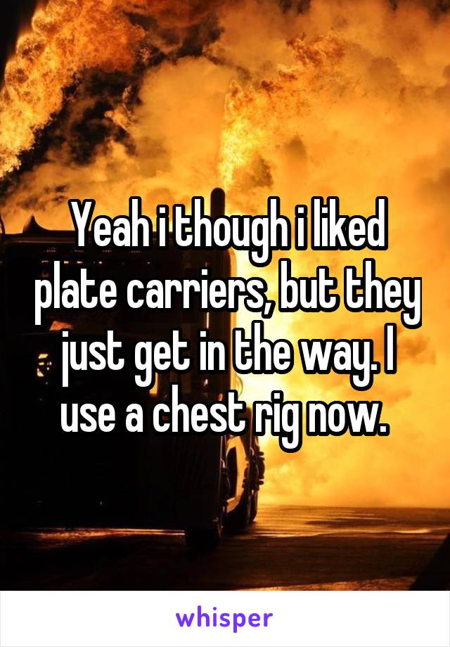 Yeah i though i liked plate carriers, but they just get in the way. I use a chest rig now. 