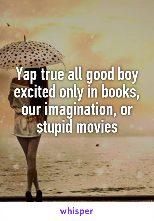 Yap true all good boy excited only in books, our imagination, or stupid movies
