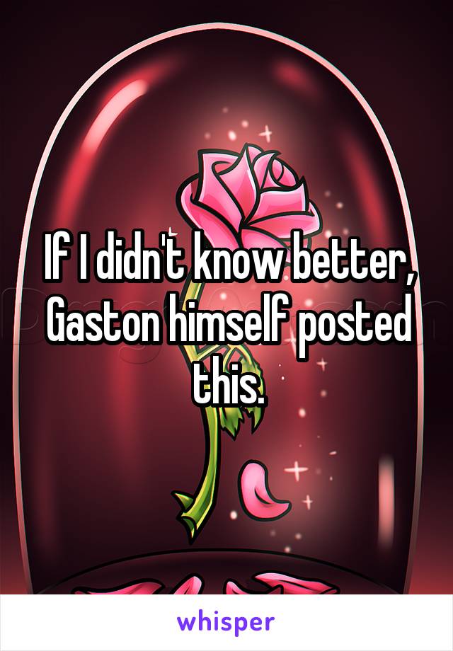 If I didn't know better, Gaston himself posted this.