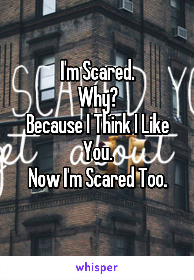 I'm Scared.
Why?
Because I Think I Like You.
Now I'm Scared Too.
