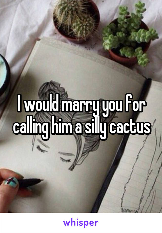 I would marry you for calling him a silly cactus