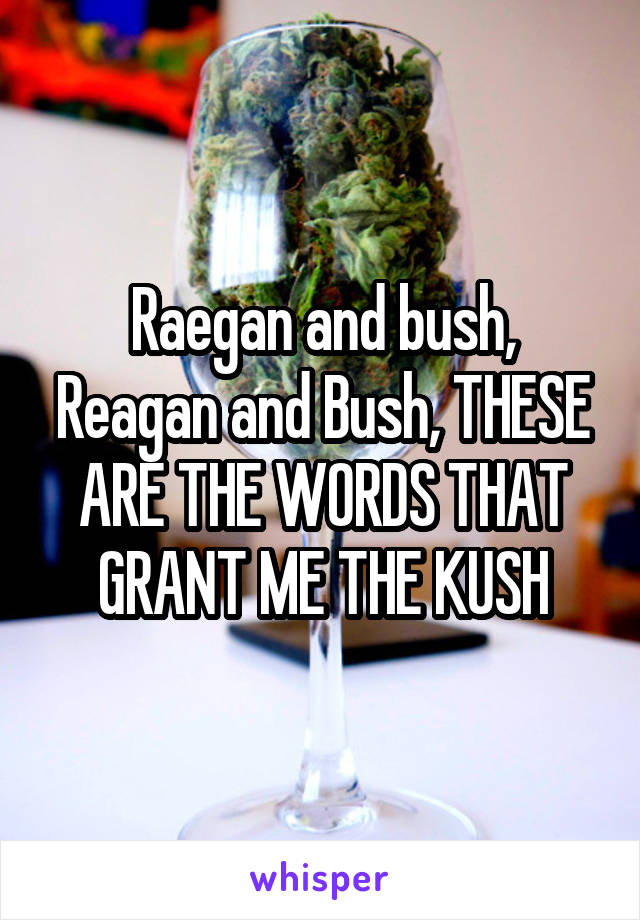 Raegan and bush, Reagan and Bush, THESE ARE THE WORDS THAT GRANT ME THE KUSH
