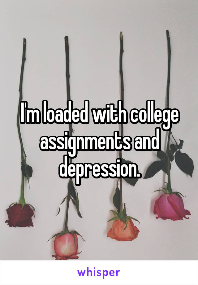 I'm loaded with college assignments and depression.