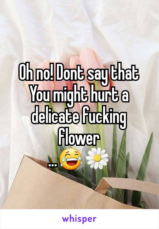 Oh no! Dont say that
You might hurt a delicate fucking flower
...😂🌼