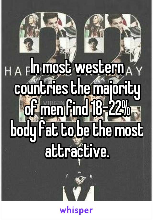 In most western countries the majority of men find 18-22% body fat to be the most attractive.