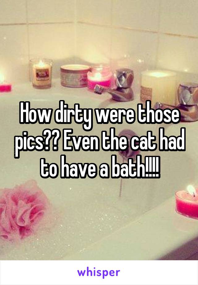 How dirty were those pics?? Even the cat had to have a bath!!!!