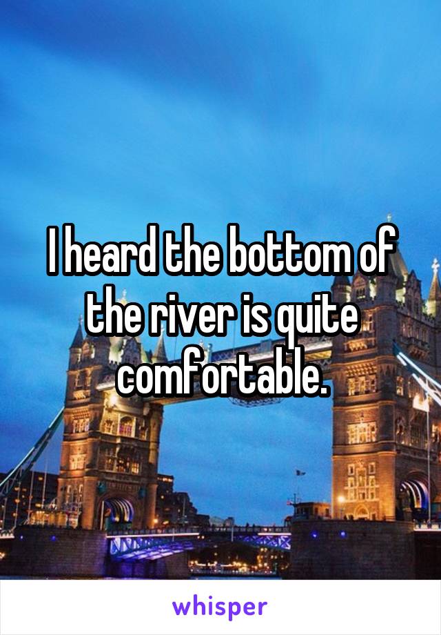 I heard the bottom of the river is quite comfortable.
