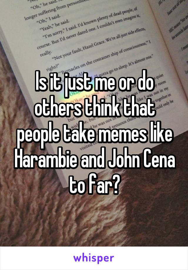 Is it just me or do others think that people take memes like Harambie and John Cena to far?
