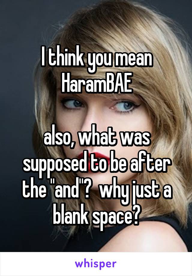 I think you mean HaramBAE

also, what was supposed to be after the "and"?  why just a blank space?