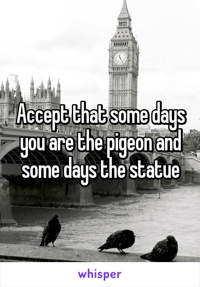 Accept that some days you are the pigeon and some days the statue