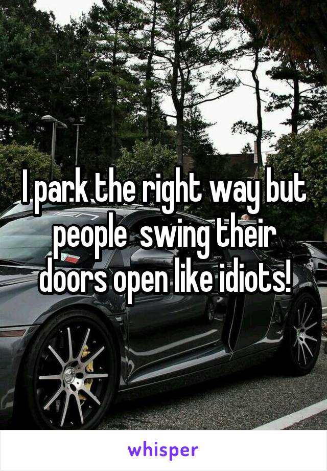 I park the right way but people  swing their doors open like idiots!