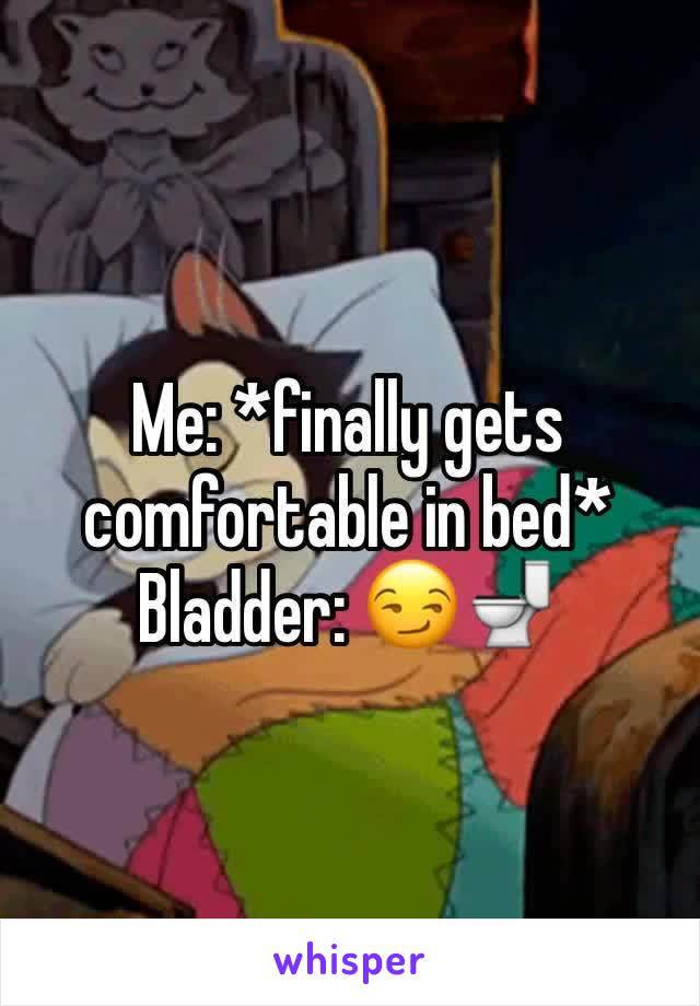 Me: *finally gets comfortable in bed*        Bladder: 😏🚽
